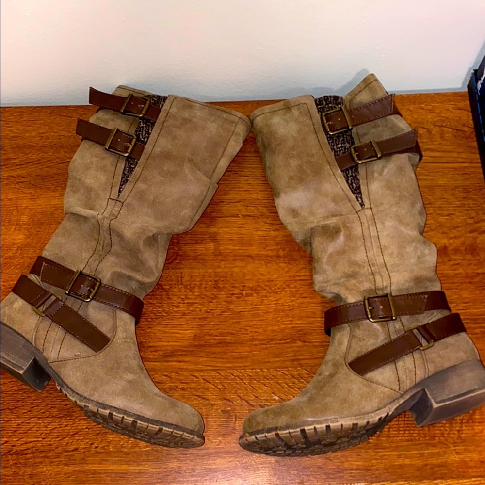 Tan and brown boots